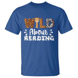 Wild About Reading T Shirt Cute Animal Print Reading Lover Kids Teachers TS10 Royal Blue Print Your Wear