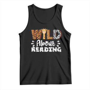 Wild About Reading Tank Top Cute Animal Print Reading Lover Kids Teachers TS10 Black Print Your Wear