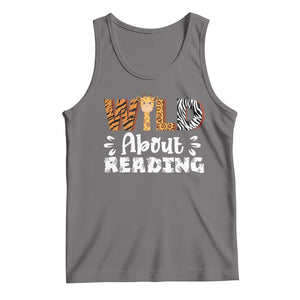 Wild About Reading Tank Top Cute Animal Print Reading Lover Kids Teachers TS10 Deep Heather Print Your Wear