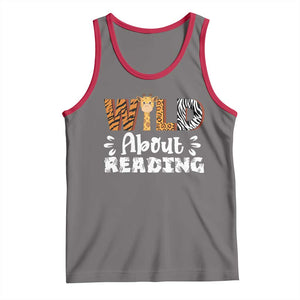 Wild About Reading Tank Top Cute Animal Print Reading Lover Kids Teachers TS10 Deep Heather Red Print Your Wear