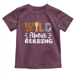 Wild About Reading Toddler T Shirt Cute Animal Print Reading Lover Kids Teachers TS10 Maroon Print Your Wear