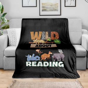 Wild About Reading Throw Blanket Cute Animal Book Lover Kids Teachers TS10 Print Your Wear