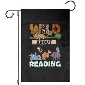 Wild About Reading Garden Flag Cute Animal Book Lover Kids Teachers TS10 Black Print Your Wear