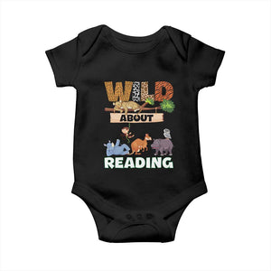 Wild About Reading Baby Onesie Cute Animal Book Lover Kids Teachers TS10 Black Print Your Wear