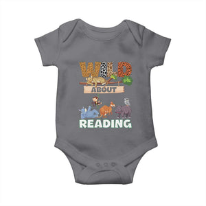 Wild About Reading Baby Onesie Cute Animal Book Lover Kids Teachers TS10 Charcoal Print Your Wear