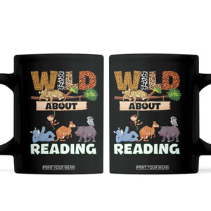 Wild About Reading Coffee Mug Cute Animal Book Lover Kids Teachers TS10 Black Print Your Wear