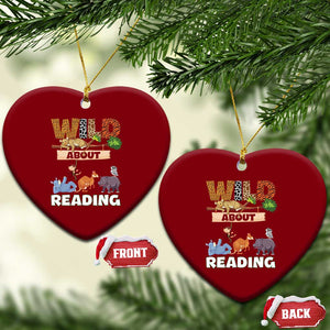 Wild About Reading Ceramic Ornament Cute Animal Book Lover Kids Teachers TS10 Print Your Wear