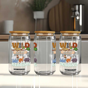 Wild About Reading Glass Can Cute Animal Book Lover Kids Teachers TS10 Print Your Wear
