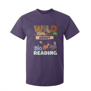Wild About Reading T Shirt For Kid Cute Animal Book Lover Kids Teachers TS10 Purple Print Your Wear