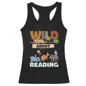 Wild About Reading Racerback Tank Top Cute Animal Book Lover Kids Teachers TS10 Black Print Your Wear