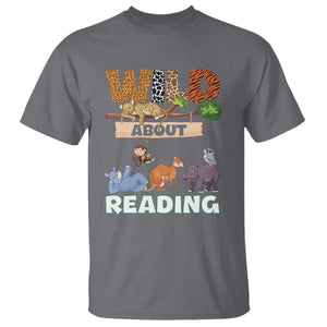Wild About Reading T Shirt Cute Animal Book Lover Kids Teachers TS10 Charcoal Print Your Wear