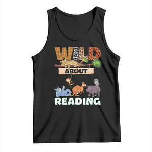 Wild About Reading Tank Top Cute Animal Book Lover Kids Teachers TS10 Black Print Your Wear