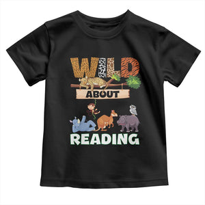 Wild About Reading Toddler T Shirt Cute Animal Book Lover Kids Teachers TS10 Black Print Your Wear