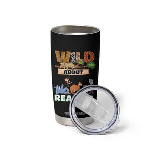 Wild About Reading Tumbler Cup Cute Animal Book Lover Kids Teachers TS10 Print Your Wear
