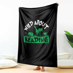 Wild About Reading Throw Blanket Cute Safari Animal Reading Shirt Preschool Kindergarten TS10 Print Your Wear