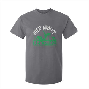 Wild About Reading T Shirt For Kid Cute Safari Animal Reading Shirt Preschool Kindergarten TS10 Charcoal Print Your Wear
