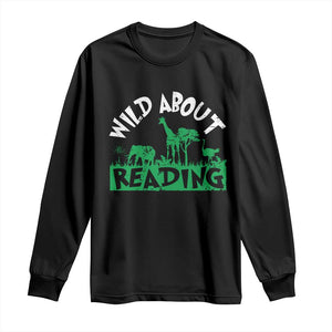 Wild About Reading Long Sleeve Shirt Cute Safari Animal Reading Shirt Preschool Kindergarten TS10 Black Print Your Wear