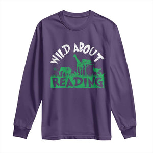 Wild About Reading Long Sleeve Shirt Cute Safari Animal Reading Shirt Preschool Kindergarten TS10 Purple Print Your Wear