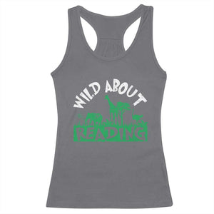 Wild About Reading Racerback Tank Top Cute Safari Animal Reading Shirt Preschool Kindergarten TS10 Charcoal Print Your Wear