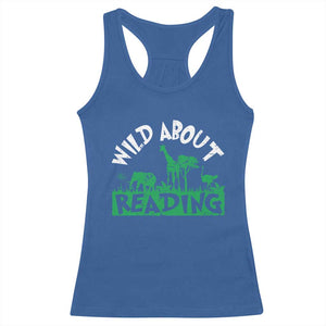 Wild About Reading Racerback Tank Top Cute Safari Animal Reading Shirt Preschool Kindergarten TS10 Royal Blue Print Your Wear