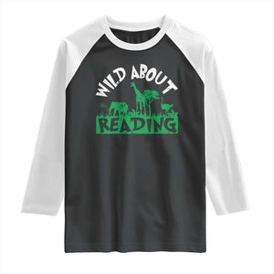 Wild About Reading Raglan Shirt Cute Safari Animal Reading Shirt Preschool Kindergarten TS10 Black White Print Your Wear