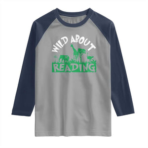 Wild About Reading Raglan Shirt Cute Safari Animal Reading Shirt Preschool Kindergarten TS10 Sport Gray Navy Print Your Wear