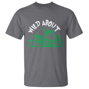 Wild About Reading T Shirt Cute Safari Animal Reading Shirt Preschool Kindergarten TS10 Charcoal Print Your Wear
