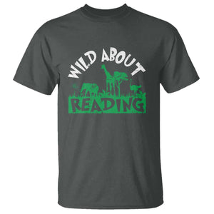 Wild About Reading T Shirt Cute Safari Animal Reading Shirt Preschool Kindergarten TS10 Dark Heather Print Your Wear