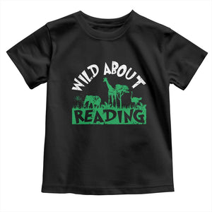 Wild About Reading Toddler T Shirt Cute Safari Animal Reading Shirt Preschool Kindergarten TS10 Black Print Your Wear