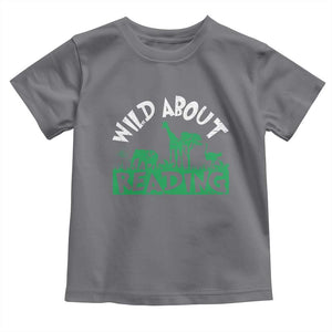 Wild About Reading Toddler T Shirt Cute Safari Animal Reading Shirt Preschool Kindergarten TS10 Charcoal Print Your Wear