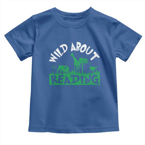 Wild About Reading Toddler T Shirt Cute Safari Animal Reading Shirt Preschool Kindergarten TS10 Royal Blue Print Your Wear
