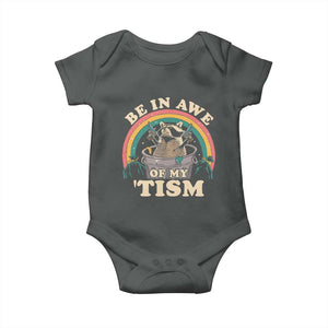 Autism Funny Be In Awe Of My 'Tism Meme Autistic Raccoon Baby Onesie TS10 Dark Heather Print Your Wear