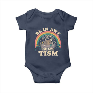 Autism Funny Be In Awe Of My 'Tism Meme Autistic Raccoon Baby Onesie TS10 Navy Print Your Wear