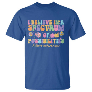 I Believe In A Spectrum Of Possibilities Autism awareness T Shirt Neurodiversity SPED Teacher Gift TS10 Royal Blue Print Your Wear