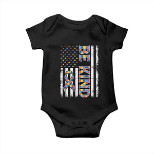 Be Kind Autism Baby Onesie USA flag Autistic Support TS10 Black Print Your Wear