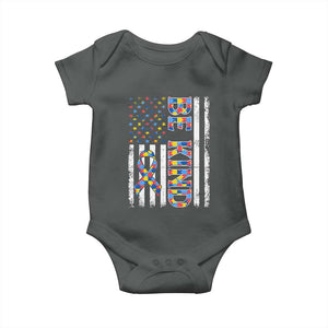 Be Kind Autism Baby Onesie USA flag Autistic Support TS10 Dark Heather Print Your Wear