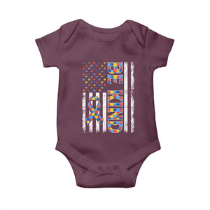 Be Kind Autism Baby Onesie USA flag Autistic Support TS10 Maroon Print Your Wear