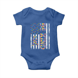 Be Kind Autism Baby Onesie USA flag Autistic Support TS10 Royal Blue Print Your Wear