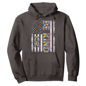 Be Kind Autism Hoodie USA flag Autistic Support TS10 Dark Chocolate Print Your Wear