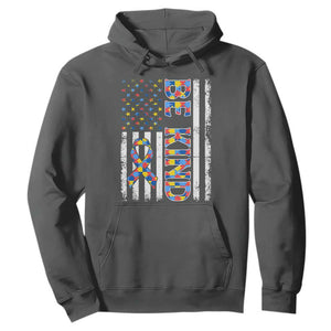 Be Kind Autism Hoodie USA flag Autistic Support TS10 Dark Heather Print Your Wear