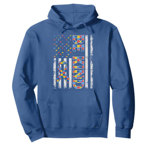 Be Kind Autism Hoodie USA flag Autistic Support TS10 Royal Blue Print Your Wear
