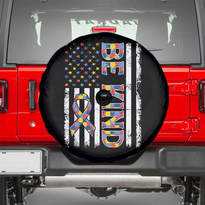Be Kind Autism Spare Tire Cover USA flag Autistic Support TS10 Black Print Your Wear
