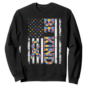 Be Kind Autism Sweatshirt USA flag Autistic Support TS10 Black Print Your Wear