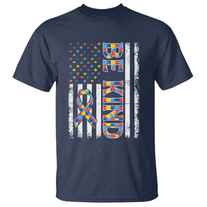 Be Kind Autism T Shirt USA flag Autistic Support TS10 Navy Print Your Wear