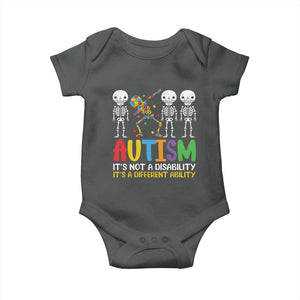 Autism Awareness Baby Onesie Skeleton Dabbing Autistic Kids TS10 Dark Heather Print Your Wear