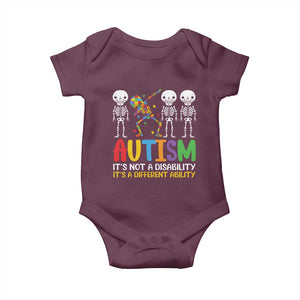Autism Awareness Baby Onesie Skeleton Dabbing Autistic Kids TS10 Maroon Print Your Wear