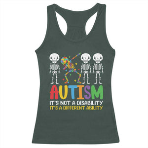 Autism Awareness Racerback Tank Top Skeleton Dabbing Autistic Kids TS10 Dark Forest Green Print Your Wear