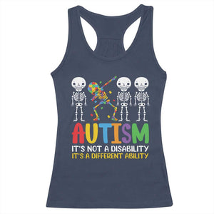 Autism Awareness Racerback Tank Top Skeleton Dabbing Autistic Kids TS10 Navy Print Your Wear