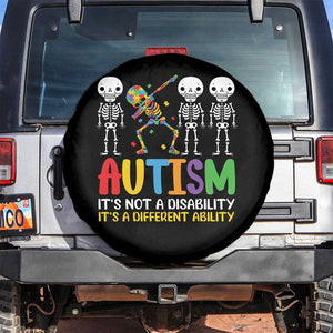 Autism Awareness Spare Tire Cover Skeleton Dabbing Autistic Kids TS10 No hole Black Print Your Wear