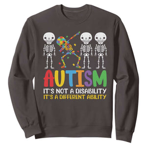 Autism Awareness Sweatshirt Skeleton Dabbing Autistic Kids TS10 Dark Chocolate Print Your Wear